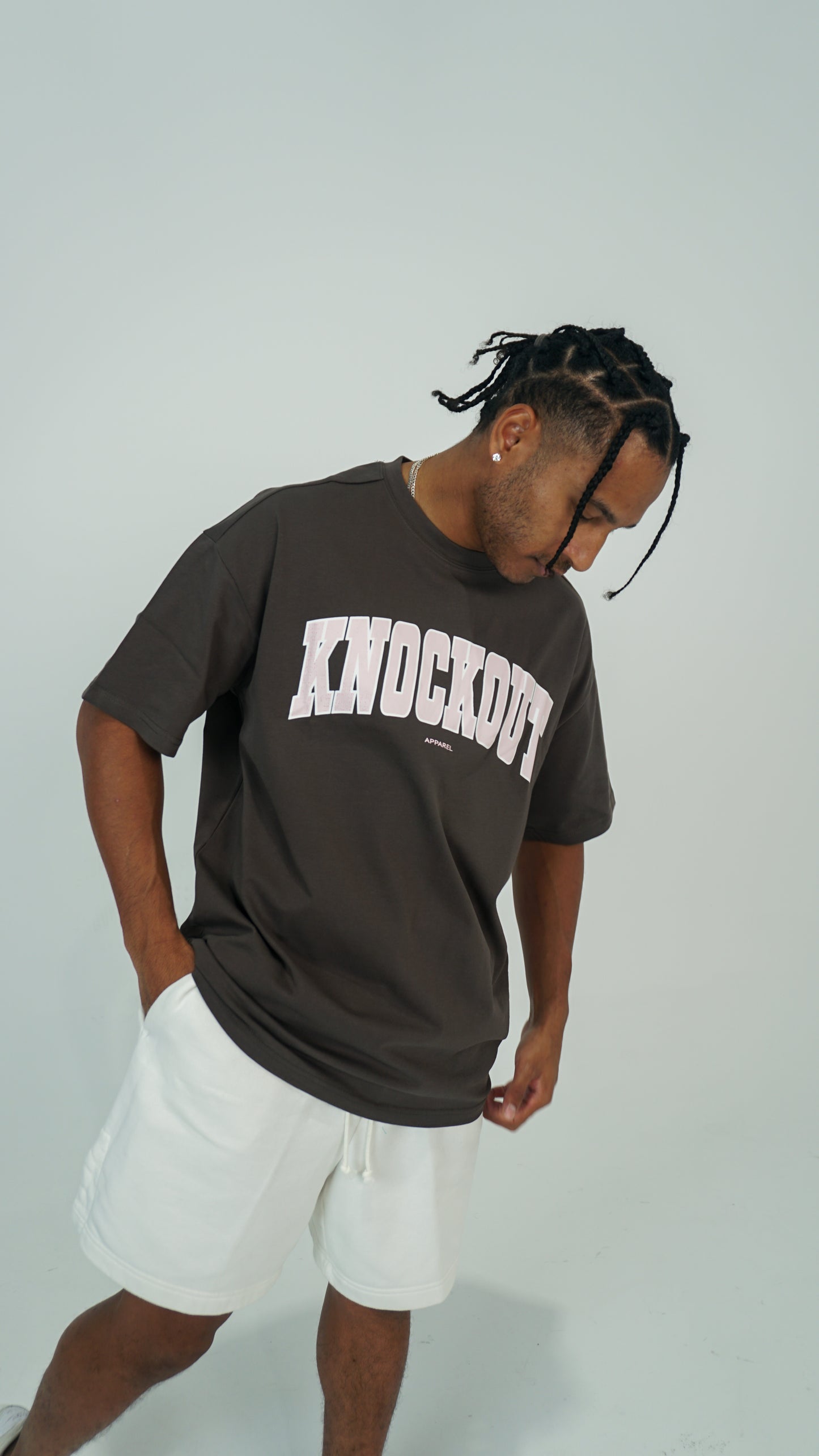 Oversize College Tee V2 - BROWN/PINK