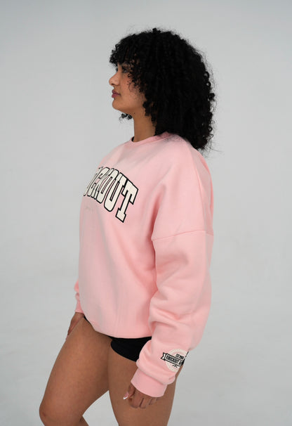 COLLEGE CREWNECK - PINK/WHITE