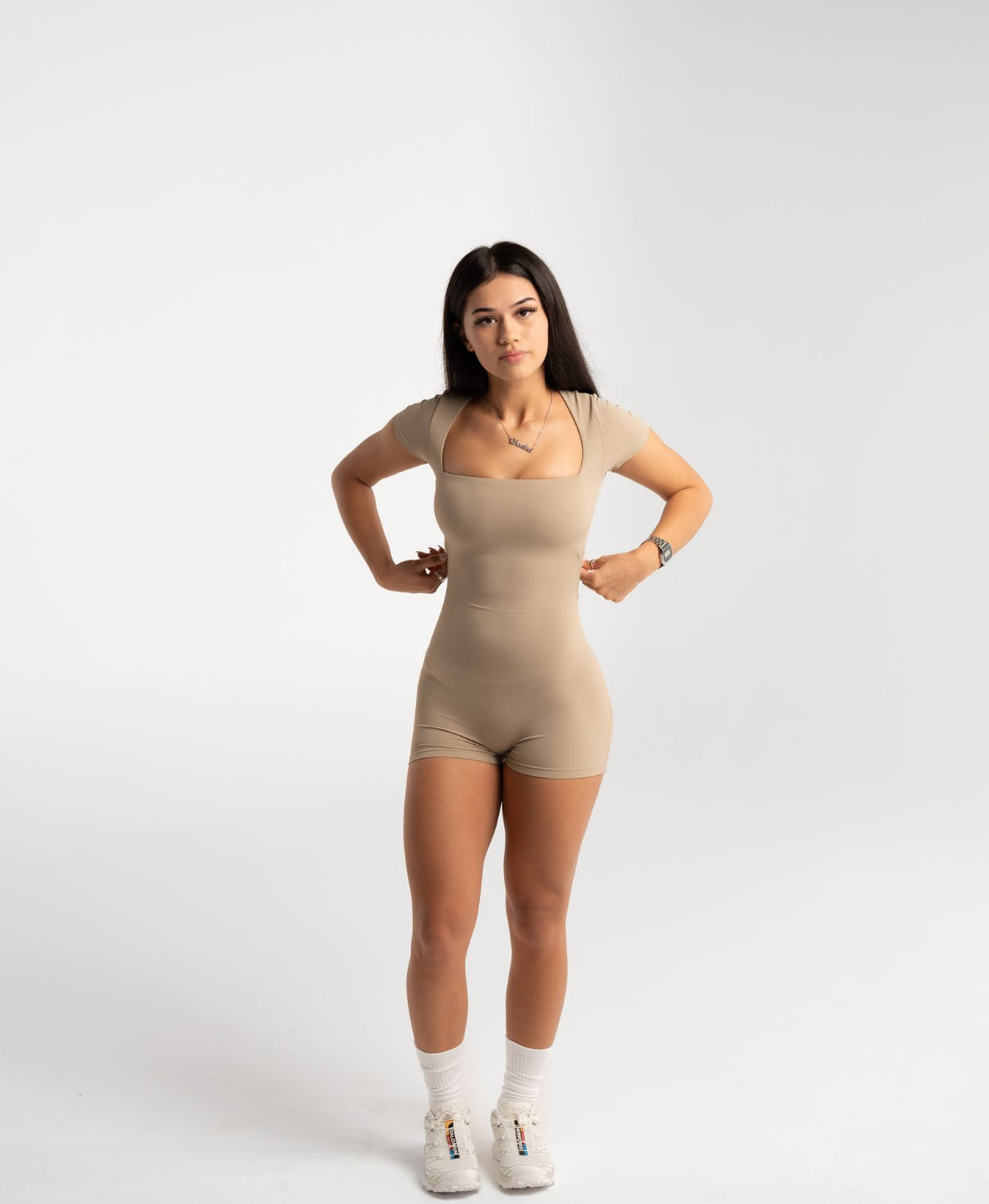 Scoop Neck Bodysuit - Beige