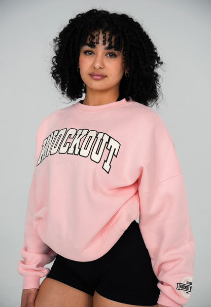 COLLEGE CREWNECK - PINK/WHITE