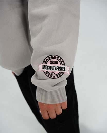 COLLEGE CREWNECK - GREY/PINK