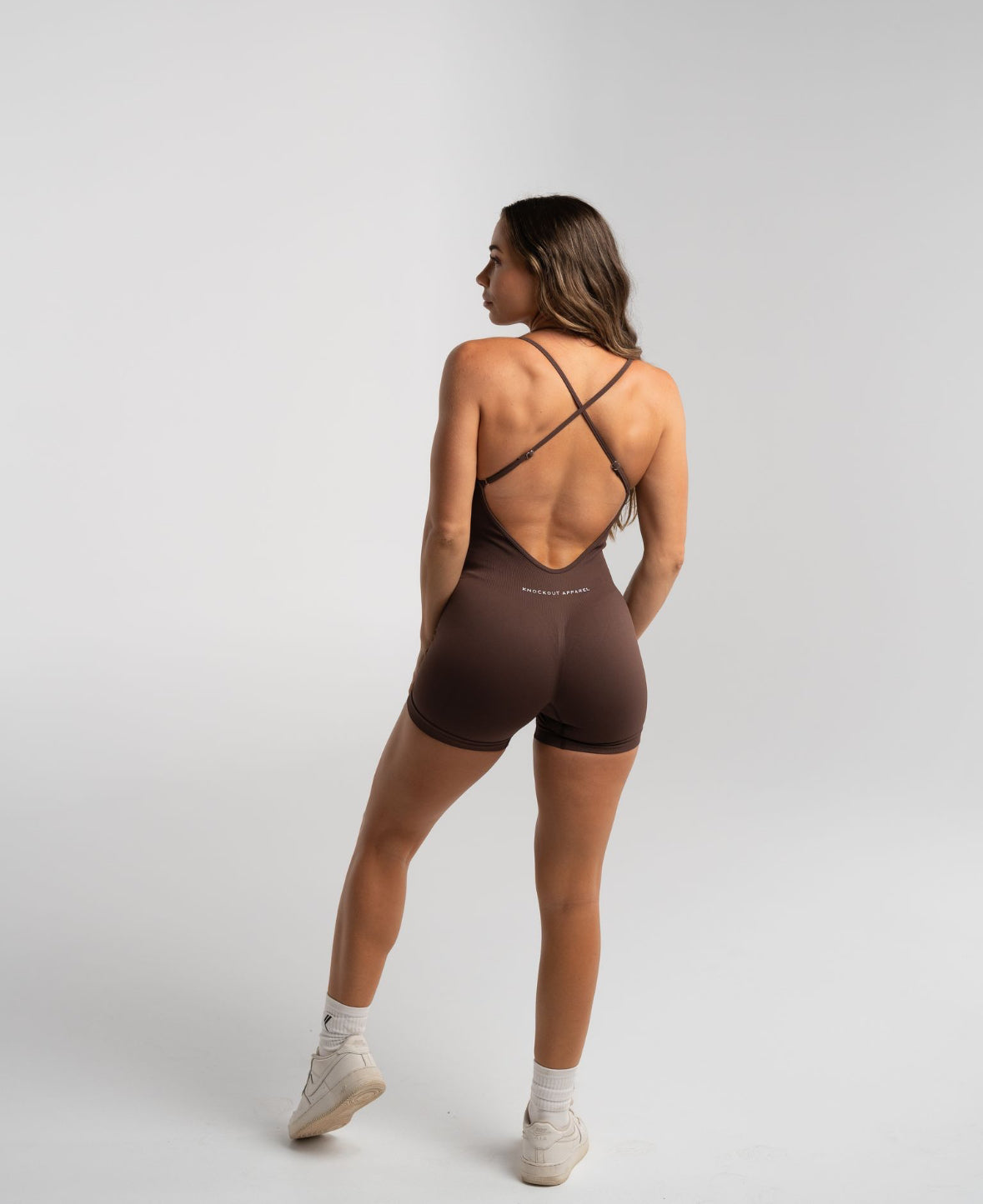 Open V-Back Bodysuit -  Chocolate