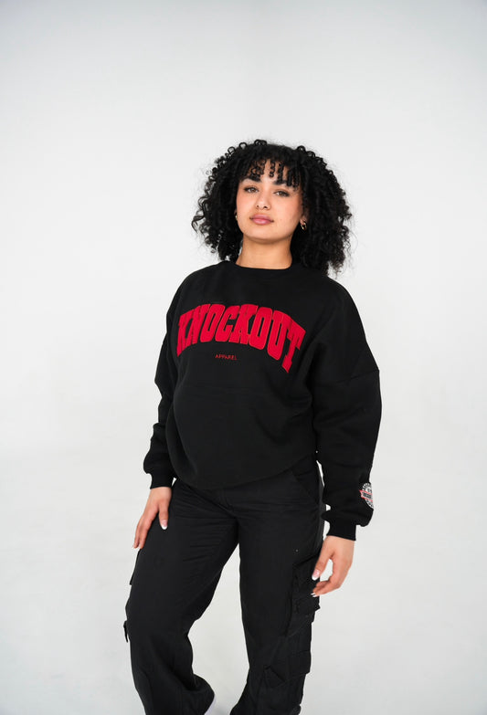 COLLEGE CREWNECK - BLACK/RED