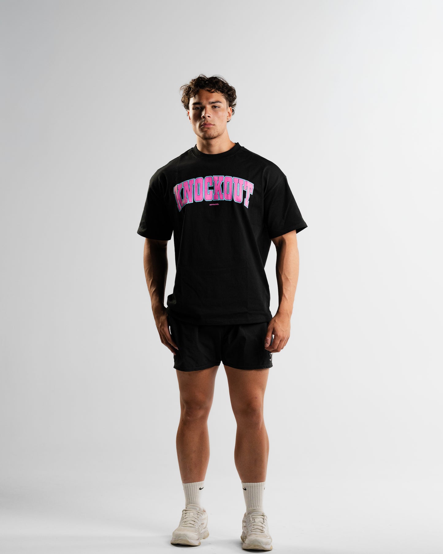 Oversize College Tee V2 - BLACK/PINK
