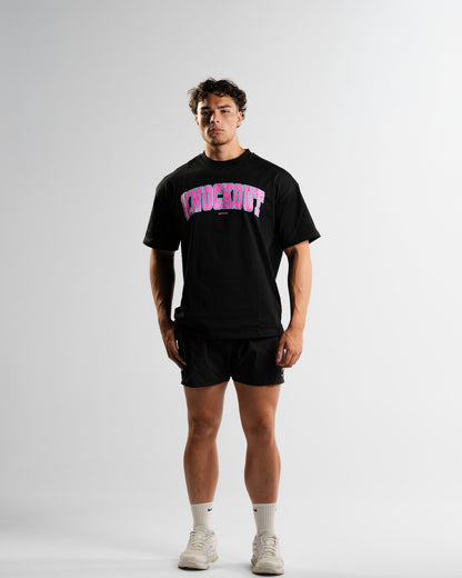 Oversize College Tee V2 - BLACK/PINK