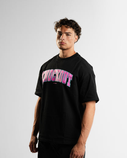 Oversize College Tee V2 - BLACK/PINK