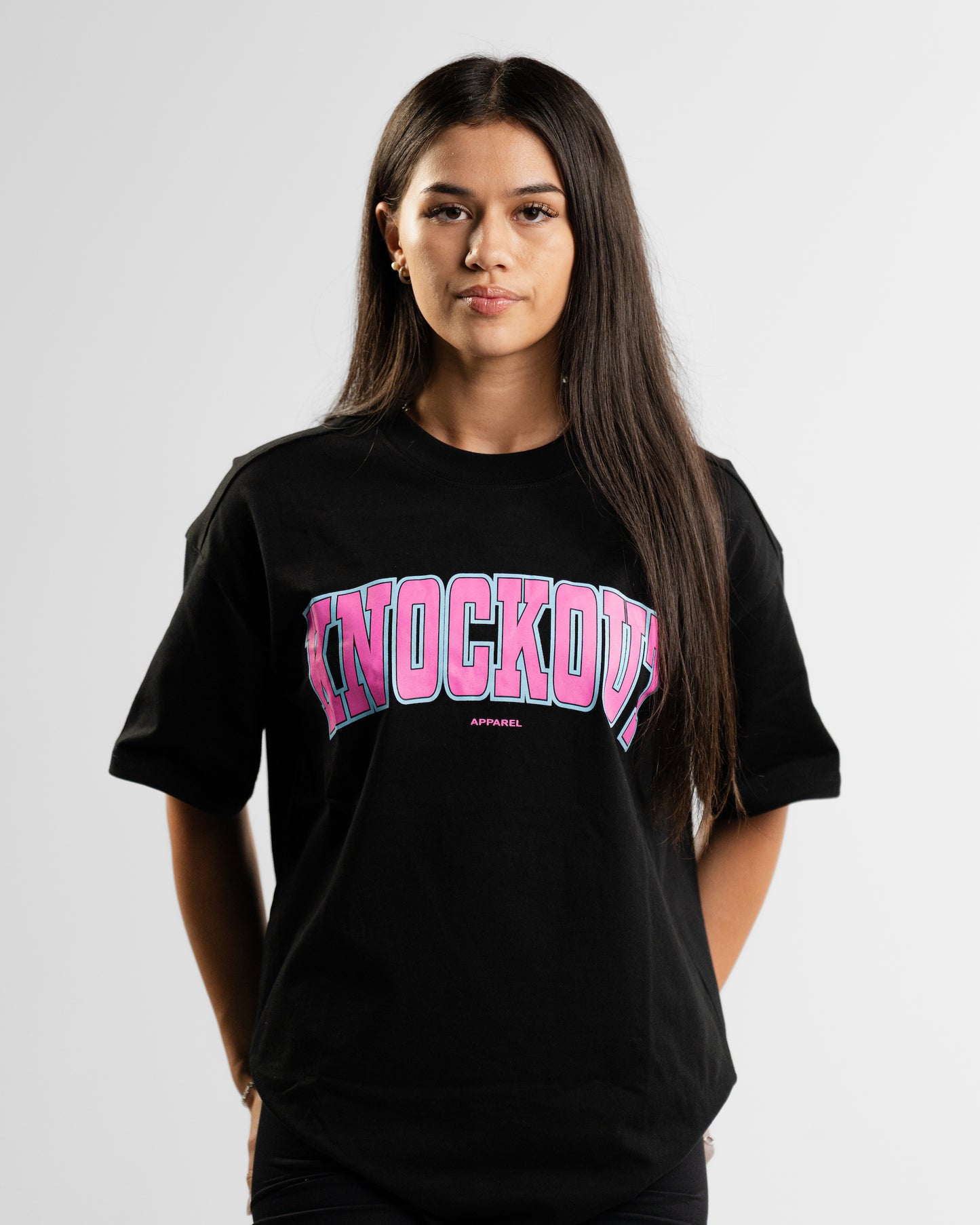 Oversize College Tee V2 - BLACK/PINK