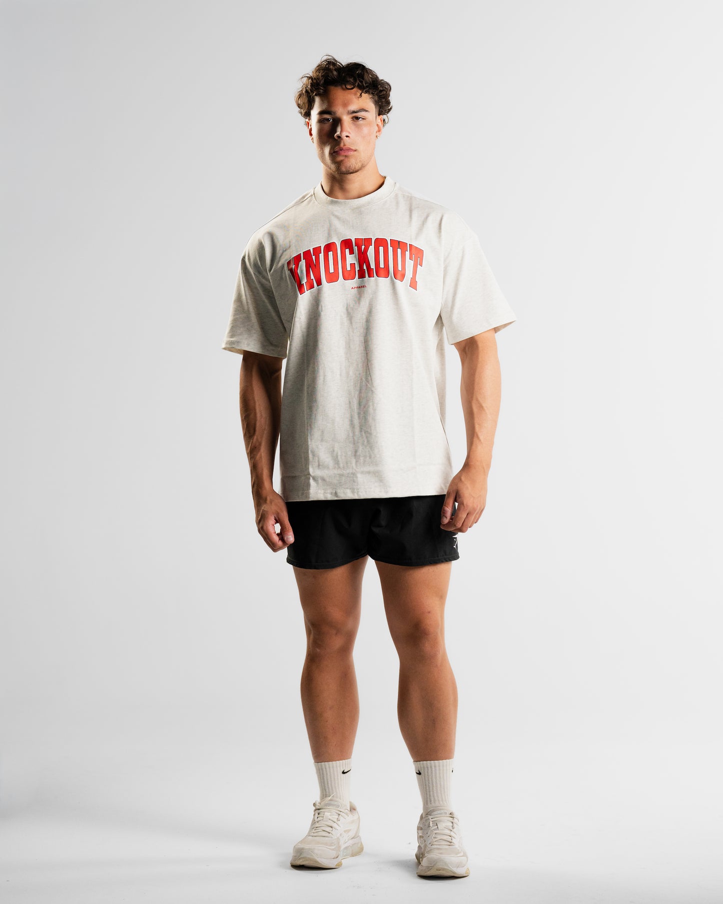 Oversize College Tee V2 - GREY/RED