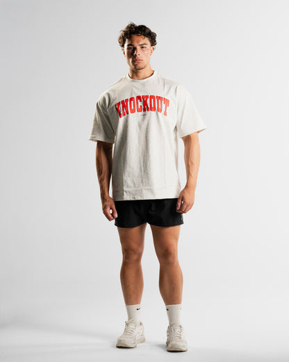 Oversize College Tee V2 - GREY/RED