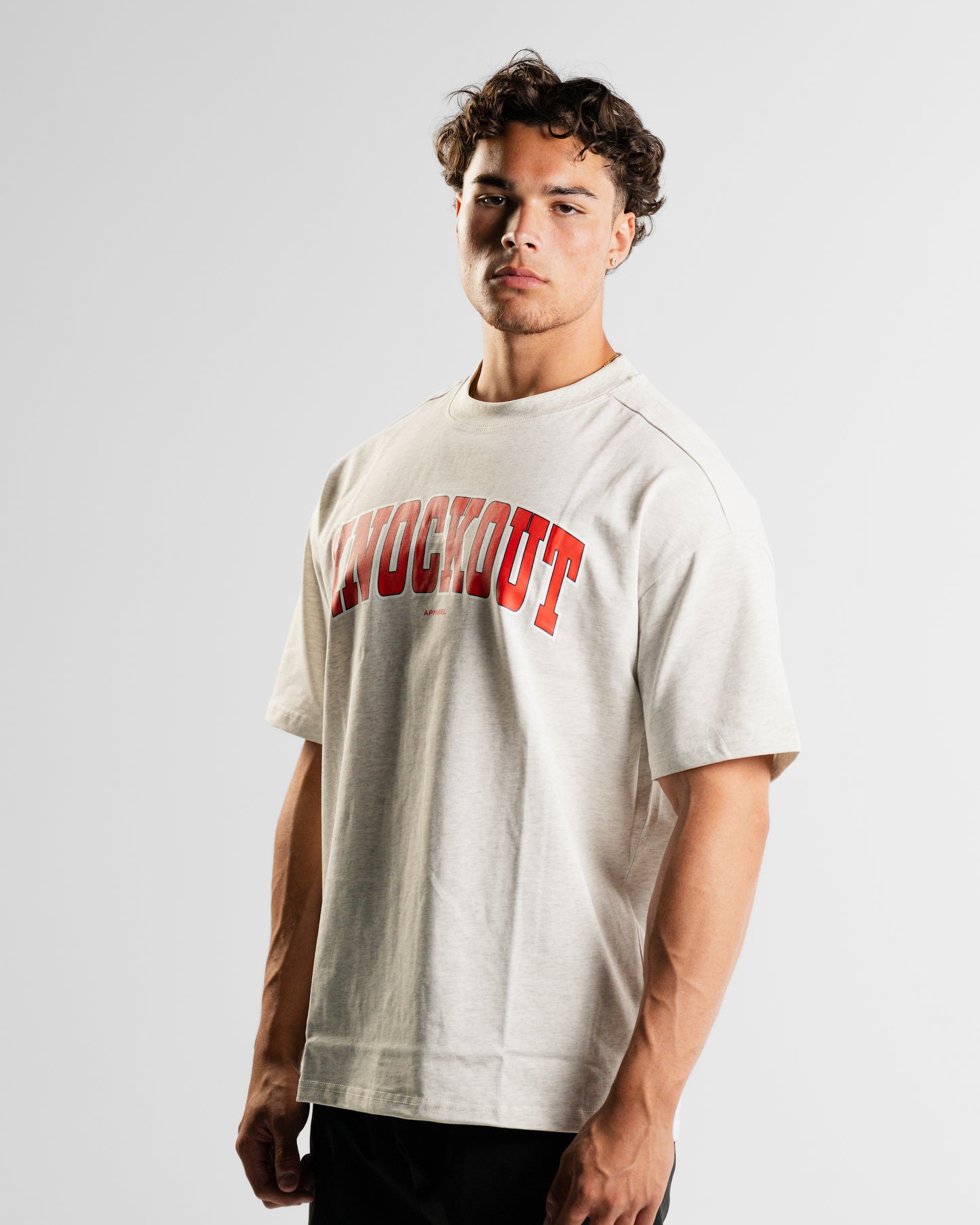 Oversize College Tee V2 - GREY/RED