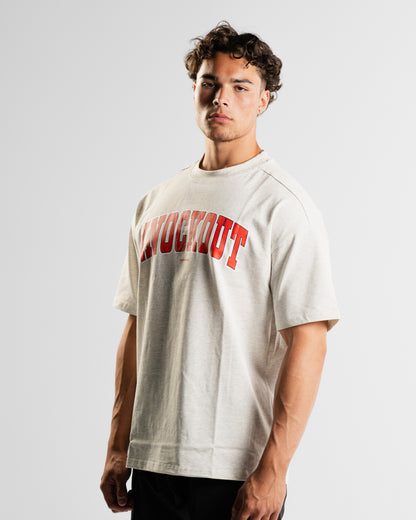 Oversize College Tee V2 - GREY/RED