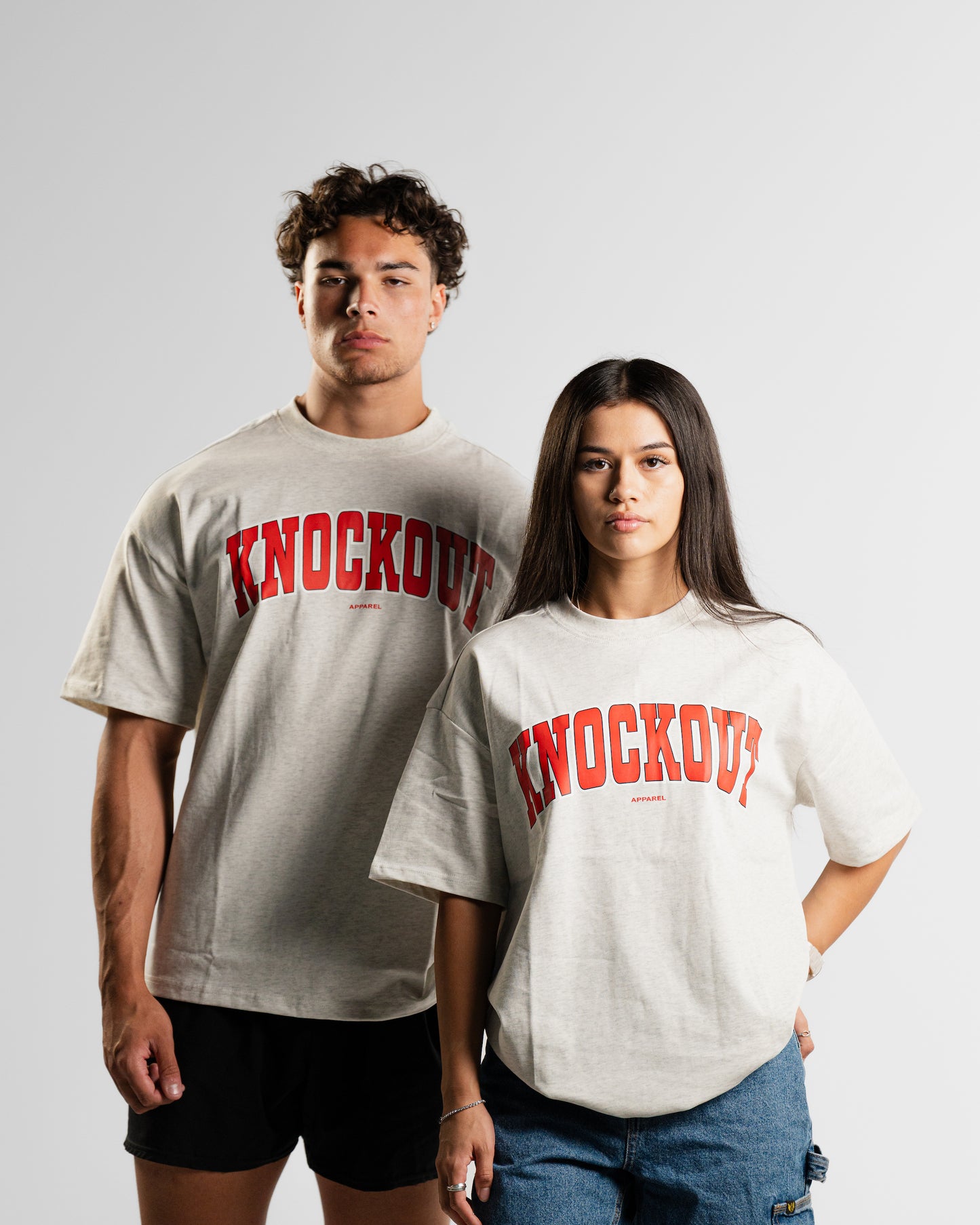 Oversize College Tee V2 - GREY/RED