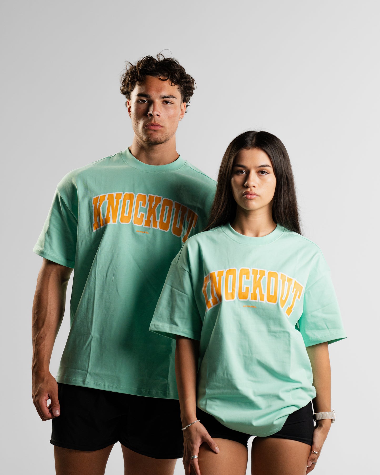 Oversize College Tee V2 - MINT/ORANGE