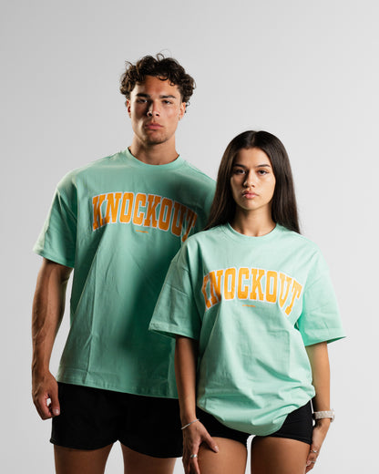 Oversize College Tee V2 - MINT/ORANGE