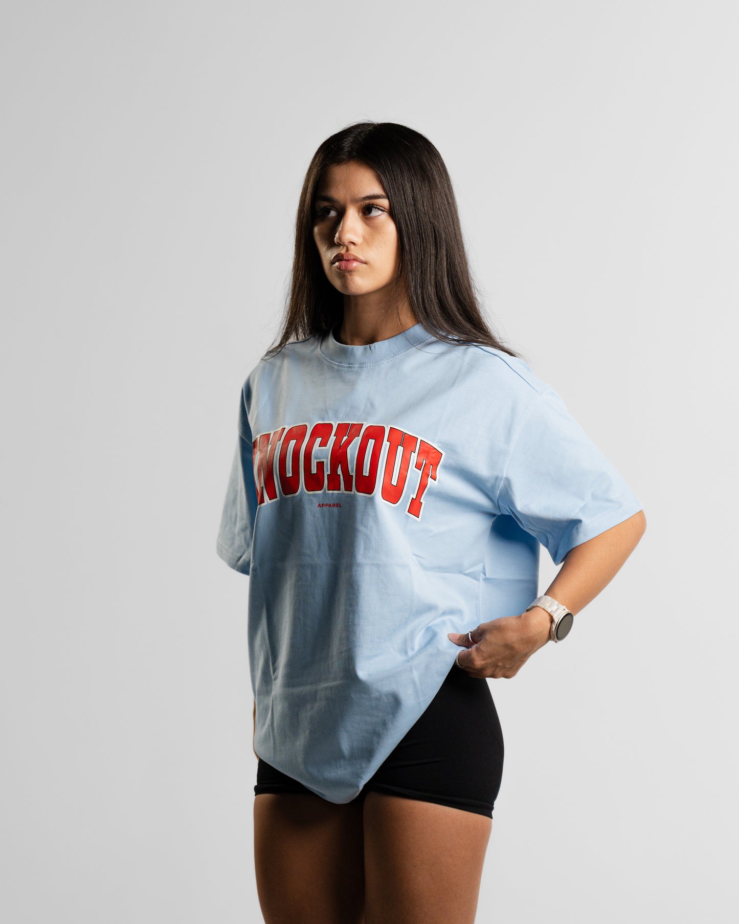 Oversize College Tee V2 - BABY BLUE/RED