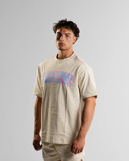Oversize College Tee V2 - BEIGE/BLUE