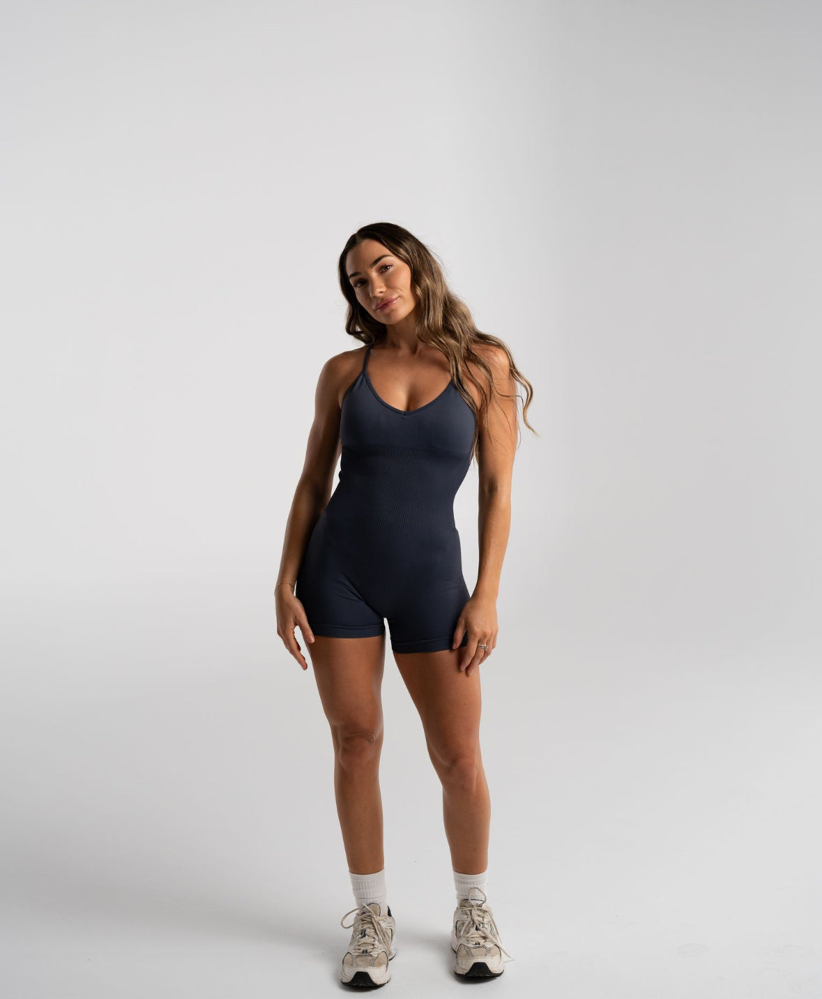 Open V-Back Bodysuit - Navy