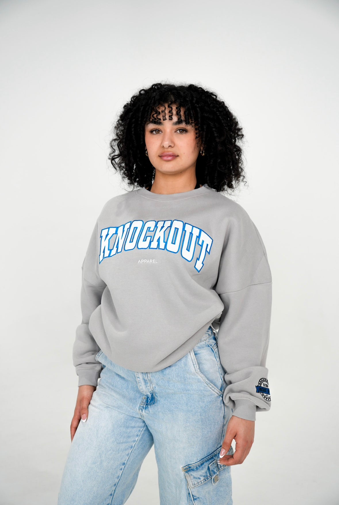 COLLEGE CREWNECK - GREY/BLUE