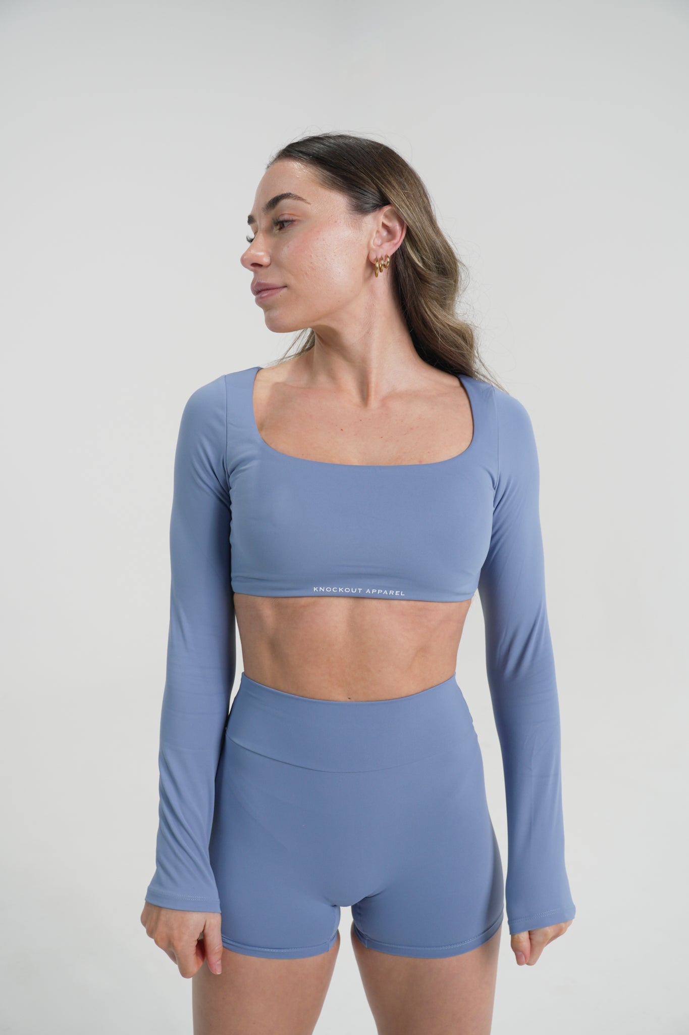 CLOUDED Long Sleeve Crop - Sky