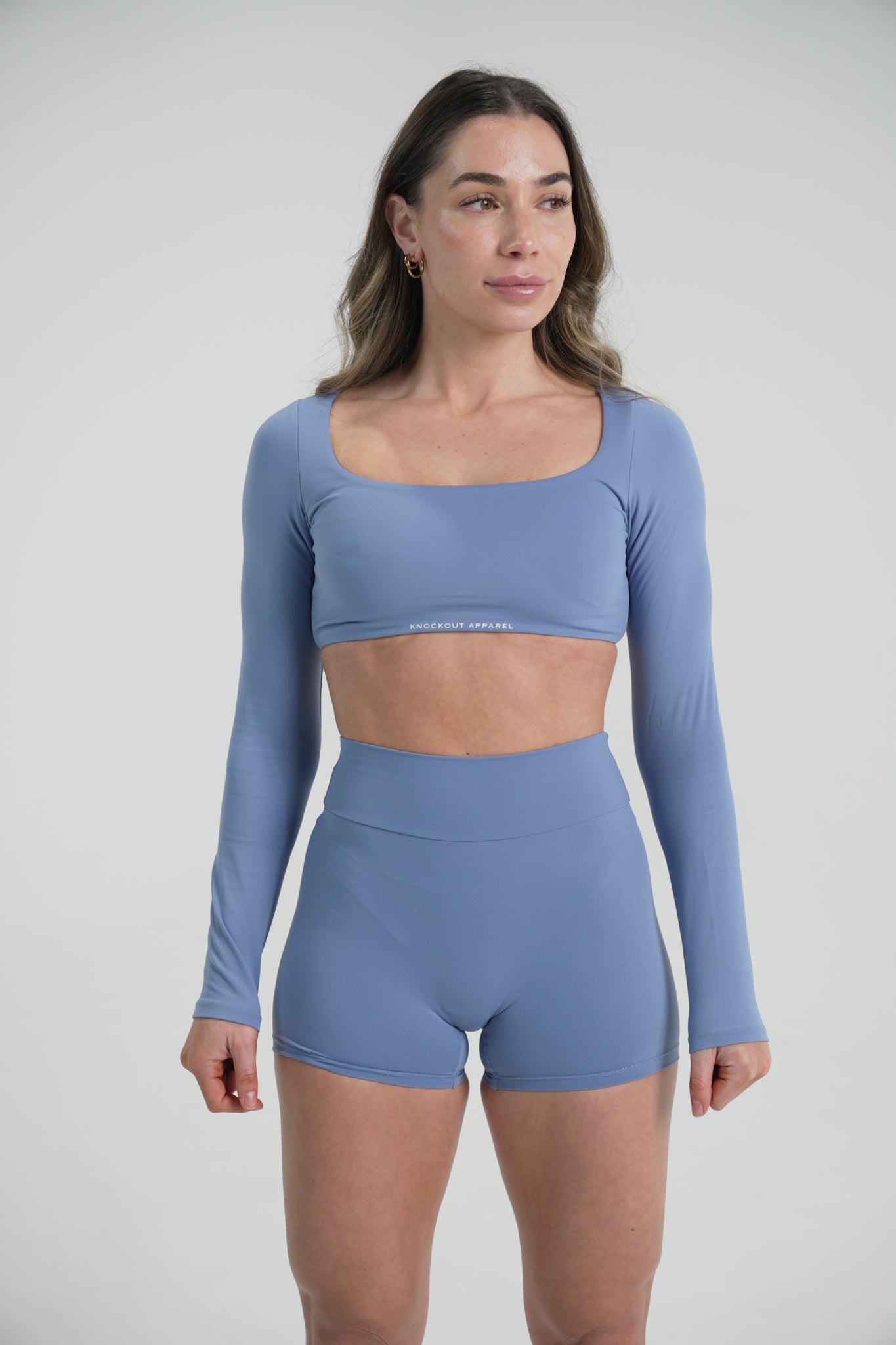 CLOUDED Long Sleeve Crop - Sky