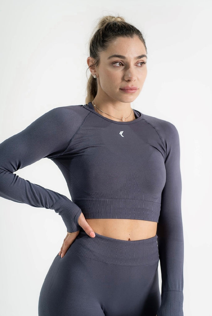 SEAMLESS 2.0 Long sleeve CHARCOAL – Knockout Nutrition